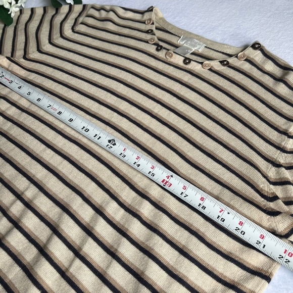 Women’s Sz XL Beige Striped Crew Neck Sweater Long Sleeve - Picture 4 of 10